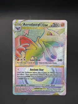Pokemon TCG Aerodactyl VSTAR Lost Origin Rainbow Secret Ultra Rare Card 199/196 - Image 1