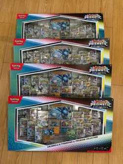 Pokemon Prismatic Evolutions Lucario Tyranitar Premium Collection Sams Club Box - Image 1