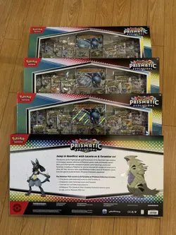 Pokemon Prismatic Evolutions Lucario Tyranitar Premium Collection Sams Club Box - Image 3