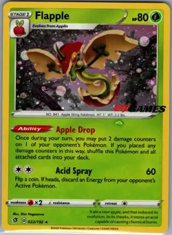 Flapple 022/192 - Pokemon SWSH Rebel Clash (EB Games Exclusive) - Holo Rare (NM) - Image 1