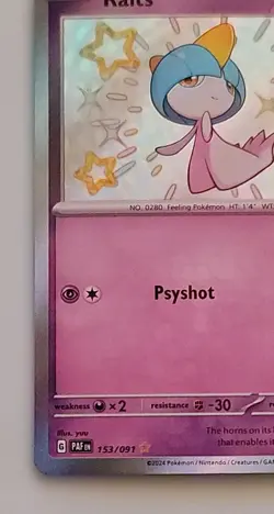 Ralts 153/091 2024 Pokemon SV Paldean Fates PAF EN Shiny Holo Rare NM/MINT - Image 3