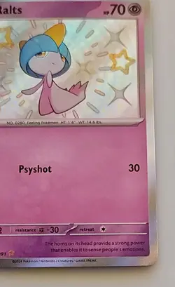Ralts 153/091 2024 Pokemon SV Paldean Fates PAF EN Shiny Holo Rare NM/MINT - Image 4