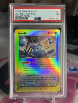 2003 Pokemon EX Sandstorm AZURILL 31/100 REVERSE-FOIL TCG GRADED PSA 7 - Image 1