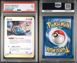 2003 Pokemon EX Sandstorm AZURILL 31/100 REVERSE-FOIL TCG GRADED PSA 7 - Image 3