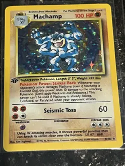 1st Edition Machamp Holo Rare Vintage 1999 Pokemon Card NM Condition - Image 1