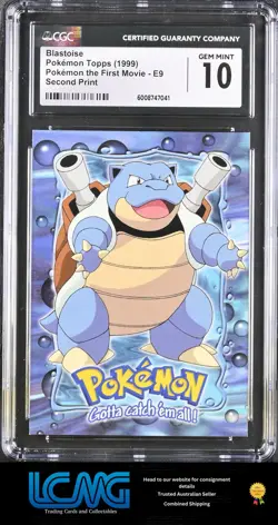 Pokemon TCG Card 1999 Topps Pokemon the First Movie #E9 Blastoise CGC 10 - Image 1
