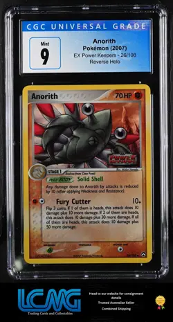 Pokemon TCG Card 2007 EX Power Keepers #26/108 Anorith CGC 9 Reverse Holo - Image 1