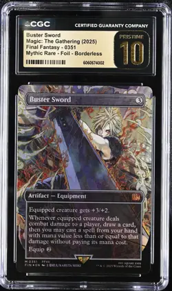 CGC 10 PRISTINE MTG FF Buster Sword Borderless FOIL 0351 POP 1 - Image 1