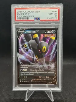 PSA 10 GEM MINT 2021 POKEMON SWSH EVOLVING SKIES #094 UMBREON V EVOLVING SKIES - Image 1