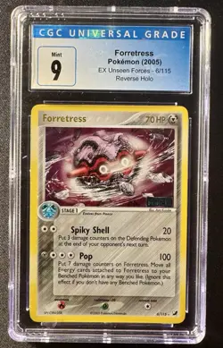 2005 Pokemon Ex Unseen Forces #6 Forretress Reverse Holo CGC Mint 9 - Image 1