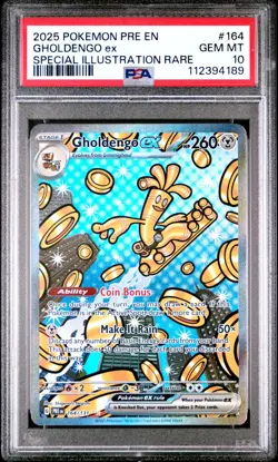 2025 Pokemon GHOLDENGO ex 164/131 SIR Prismatic Evolutions 💎 PSA 10 💎 - Image 1
