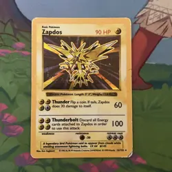 Pokemon TCG Zapdos 16/102 Base Set Shadowless Holo Rare - Image 1