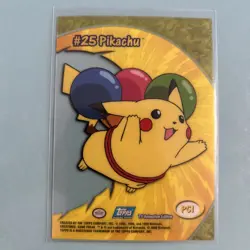 2000 Topps Pokemon TV Animation Edition Chrome Pikachu Balloons PCI Card NM/M - Image 2
