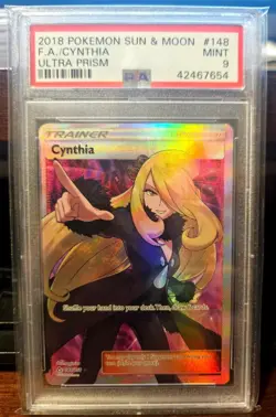 2018 POKEMON SUN AND MOON ULTRA PRISM CYNTHIA #148 PSA 9 - Image 1