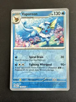 Vaporeon 134/165 - 151 Reverse Holo Rare Pokemon Card - Image 1