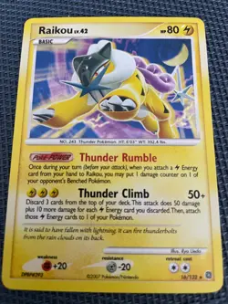 Pokemon Raikou - 16/132 - Shattered Holo Rare Diamond & Pearl: Secret Wonders - Image 1