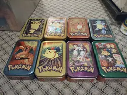 Pokemon Topps Series 1 and 2 TV Animation Edition lot of 8 Tins - Empty - Image 1
