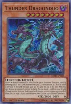 Yugioh! LP Thunder Dragonduo - SOFU-EN022 - Super Rare - 1st Edition Lightly Pla - Image 1