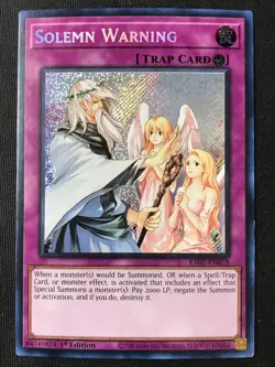 Yu-Gi-Oh TCG #RA02-EN078 Solemn Warning 1st Edition Secret Rare LP - Image 1