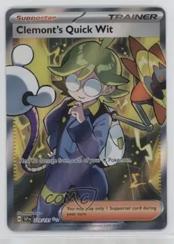 Clemont's Quick Wit Ultra Rare Pokemon SV08: Surging Sparks #229 - Image 1