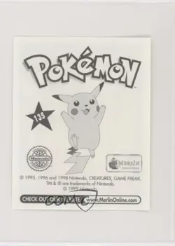 Jolteon Merlin Pokemon Album Stickers #135 1999 - Image 2