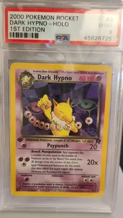 2000 Pokemon Rocket Dark Hypno Holo Card 1st Edition PSA 9 Mint -Swirl- - Image 1