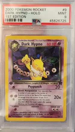 2000 Pokemon Rocket Dark Hypno Holo Card 1st Edition PSA 9 Mint -Swirl- - Image 2