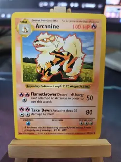 Pokemon TCG Arcanine Card 23/102 Uncommon Shadowless Lightly Played Base Set - Image 1