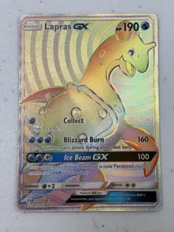 Pokemon TCG Lapras GX 151/149 Sun & Moon Base Set Rainbow Secret Rare NM - Image 1