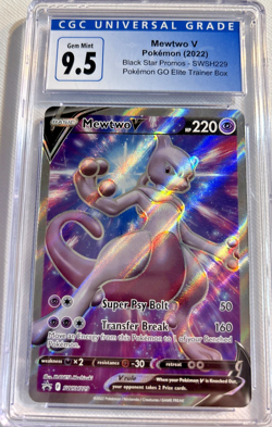 MEWTWO V Black Star Promo #SWSH229 Pokemon GO 2022 ETB CGC 9.5 GEM MINT - Image 1