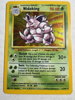Pokemon Nidoking Holo Base Set 2 Card 11/130 WOTC 1999 Rare Card MP - Image 1