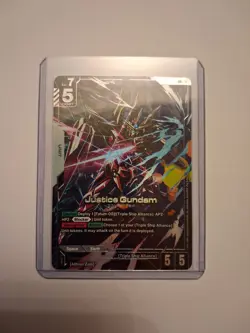 GUNDAM TCG JUSTICE GUNDAM GD01-066 LR+ Foil English Newtype Rising Mint Card - Image 1