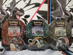Pokemon TCG Paldean Fates Set of 3 Tins Brand New & Sealed - Image 1