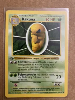 Pokemon TCG Kakuna Base Set 33/102 1st Edition Never Played Near Mint - Image 1