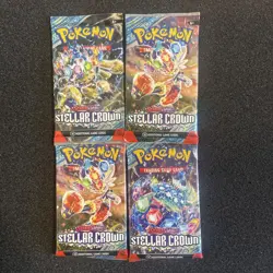 Pokemon Scarlet & Violet Stellar Crown X4 Booster Packs - Factory Sealed Bundle - Image 1