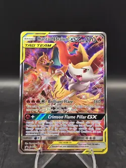 Pokemon TCG Charizard & Braixen GX Tag Team SM230 Sun & Moon Black Star Promo NM - Image 1