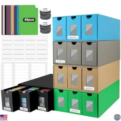 15000+ Trading Card Storage Box, Colorful Cardboard Deck Box with 48 Dividers - Image 1
