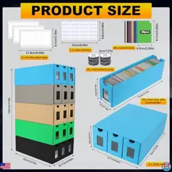 15000+ Trading Card Storage Box, Colorful Cardboard Deck Box with 48 Dividers - Image 3