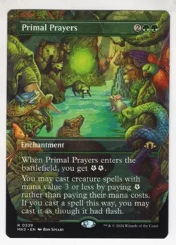 MTG Modern Horizons 3 Rare Card #339 Primal Prayers (Borderless) - Image 1
