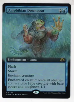 MTG Modern Horizons 3 Foil Rare Card #449 Amphibian Downpour (Extended Art) - Image 1