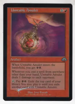 MTG Modern Horizons 3 Foil Uncommon Card Unstable Amulet (Retro Frame) - Image 1
