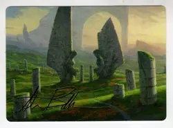 MTG Modern Horizons 3 Gold Parallel Art Card #15 Monumental Henge - Image 1
