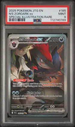 2025 POKEMON JTG EN-JOURNEY TOGETHER #185 N'S ZOROARK EX PSA 9 - Image 1