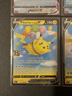 INDONESIA Flying/Surfing Pikachu VMAX S8a 25th Anniversary Pokemon Cards x4 Lot - Image 5