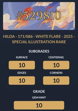 Hilda - 171 / 086 - SIR - White Flare - ACE 10 - Perfect Subgrades - Pokemon - Image 4