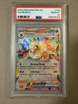 2025 Pokemon Pre En-Prismatic Evolutions Flareon EX #014 PSA 10 Gem Mint - Image 1