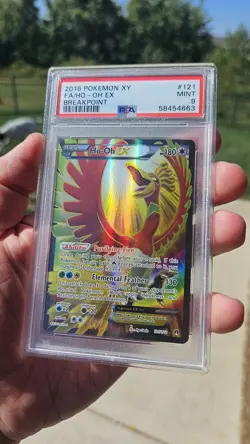 PSA 9 Mint Ho-oh EX 121/122 Full Art 2016 XY Breakpoint Pokemon Card - Image 1