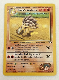 1x Brock's Sandslash 36/132 Gym Challenge Pokemon Card LP - Image 1