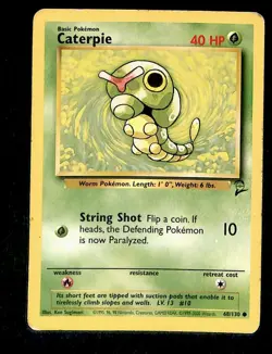Caterpie Base Set 2 VG, 68/130 Pokemon Card - Image 1