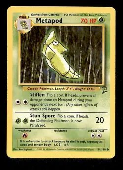 Metapod Base Set 2 VG, 81/130 Pokemon Card - Image 1